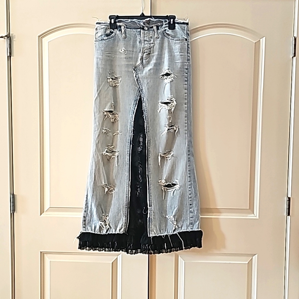 Made in Italy Vintage Denim maxi skirt Vanessa del Sole